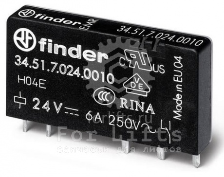 Реле 34.51.7.024.0010 24В 6A/250V FINDER