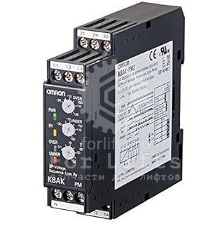 Реле контроля напряжения K8AK-PM2, DIN, SPDT, 250ВAC/5А, 24ВDC/5А