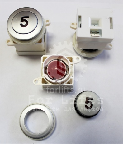 Кнопка круглая "5" этаж красная подсветка YEU720NO9B Sigma LG
