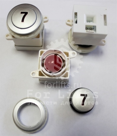 Кнопка круглая "7" этаж красная подсветка YEU720NO9B Sigma LG