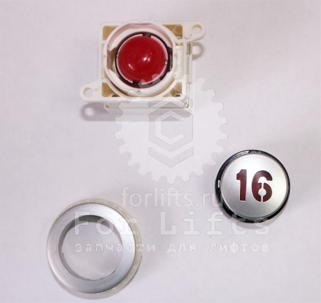 Кнопка круглая "16" этаж красная подсветка YEU720NO9B Sigma LG