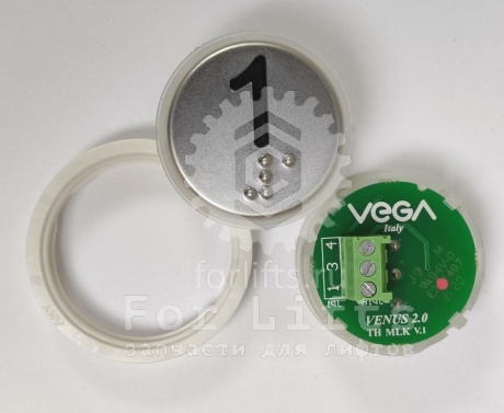 Кнопка 1 этаж красная индикация с кодом брайля MLK Venus Vega