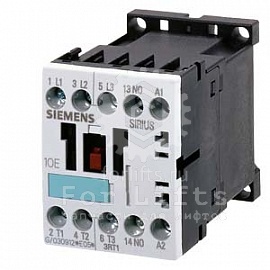Контактор 3RT1016-1BM41 Siemens катушка DC 220В 50-60Гц 3-полюса, АС-3, 4кВт/400В, 1но, типоразмер S