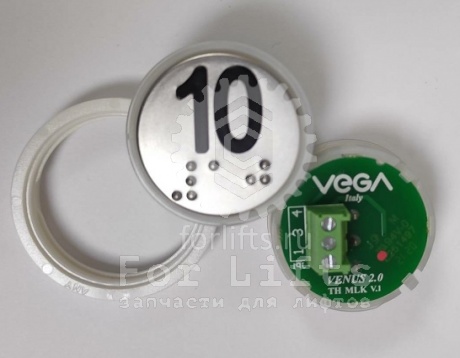 Кнопка 10 этаж красная индикация с кодом брайля MLK Venus Vega