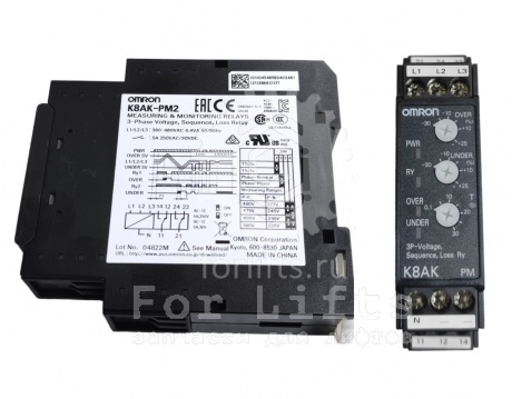 Реле контроля напряжения K8AK-PM2, DIN, SPDT, 250ВAC/5А, 24ВDC/5А
