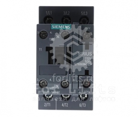 Контактор 3RT2026-1AF00 Siemens катушка 110В 50-60Гц 3-полюса, АС-3, 11кВт/400В, 1но+1нз, типоразмер