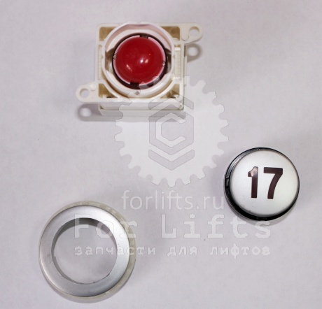 Кнопка круглая "17" этаж красная подсветка YEU720NO9B Sigma LG
