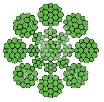 Канат стальной d=11,0мм PAWO F7S 8х19W-IWRC стальной сердечник 83,1кН Gustav Wolf