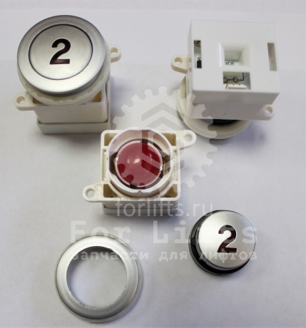 Кнопка круглая "2" этаж красная подсветка YEU720NO9B Sigma LG