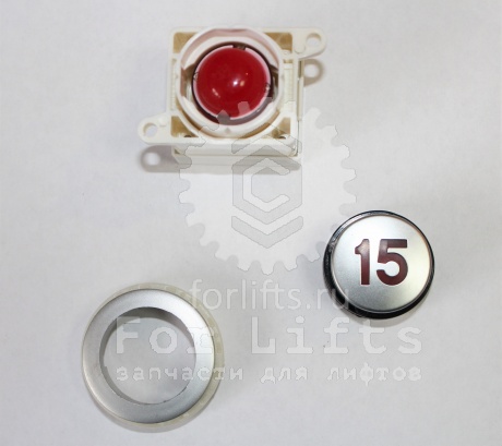 Кнопка круглая "15" этаж красная подсветка YEU720NO9B Sigma LG