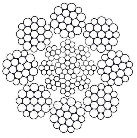 Канат d=8мм 250T 8x19W-IWRC мет.сердечник 1570 N/mm2 правая свивка MBL=43,3kN не оцинкованный DRAKO