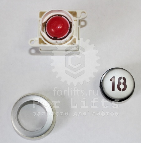 Кнопка круглая "18" этаж красная подсветка YEU720NO9B Sigma LG